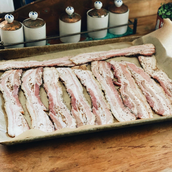 NEW PRODUCT!! Pastured Pork: Peppered Smoked Bacon